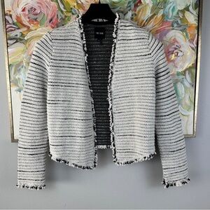 NIC + ZOE Women’s Black & White Textured Open Front Jacket Size M